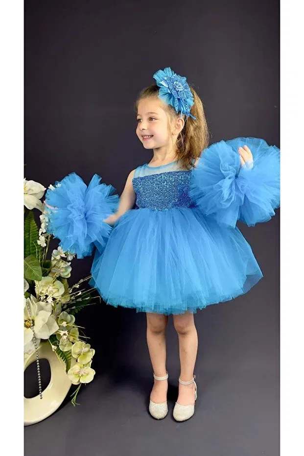 Детское платье для девочек с пайетками Mnk Baby&Kids, Blue — фото 4