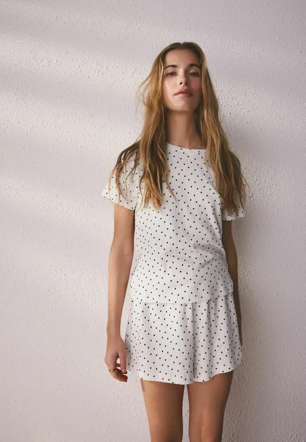 Комплект пижамы из 3 предметов, хлопок, Regular fit pointelle short pyjamas set, Next, chocolate yellow cream, желтый/шоколадный