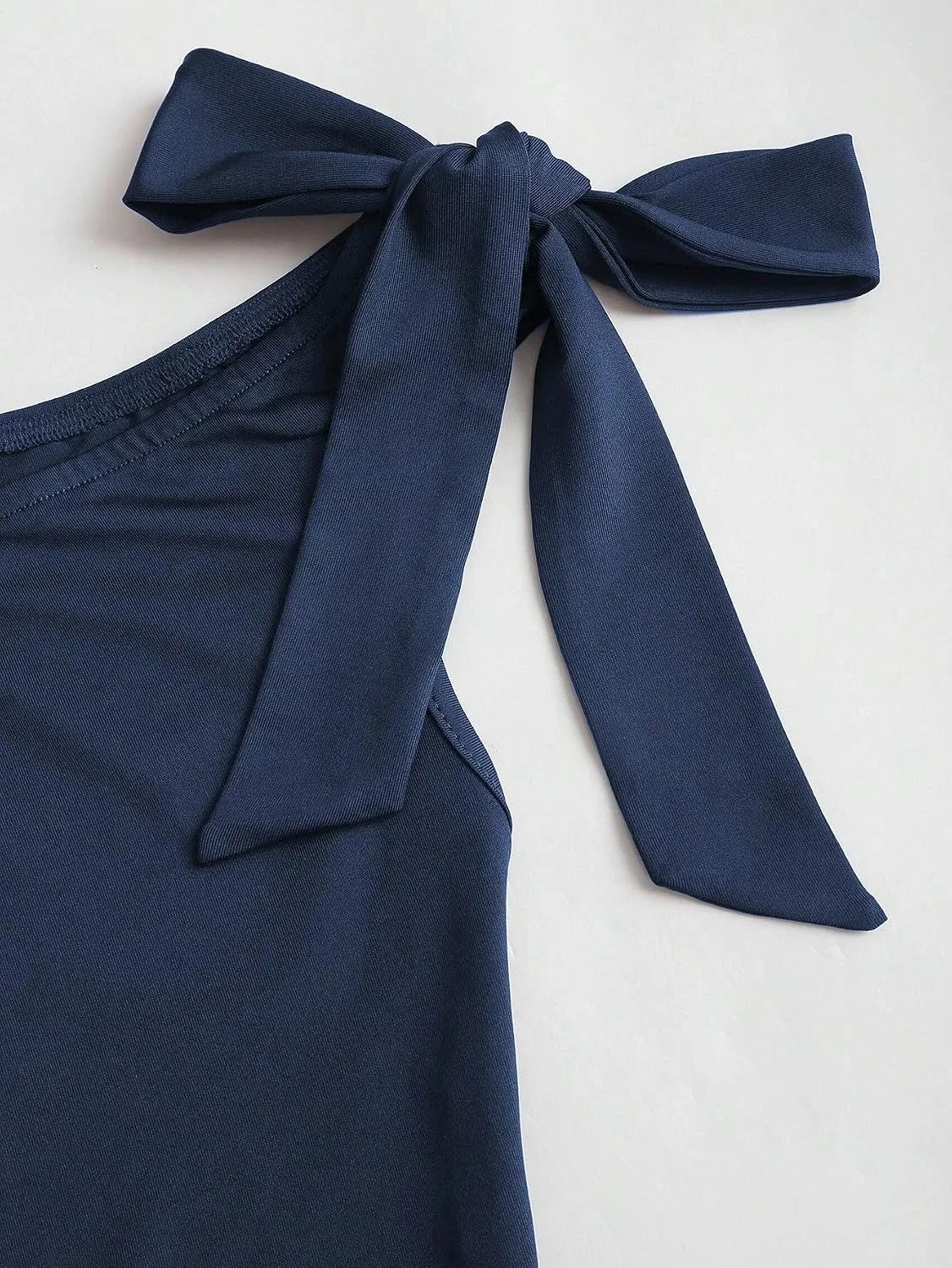 Женское облегающее мини-платье с асимметричным вырезом, Navy Blue — фото 3