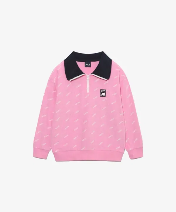 Свитшот с воротником Fila Kids, хлопковый, Terry, FILA, белый