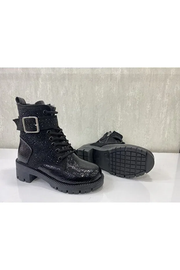 Детские ботинки для девочек с принтом Galya Shoes, Black Rogan Suede — фото 4