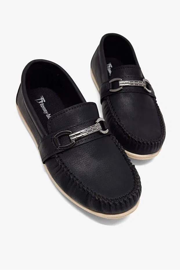 Детские лоферы для мальчиков с металлической пряжкой Tonny Black, Black