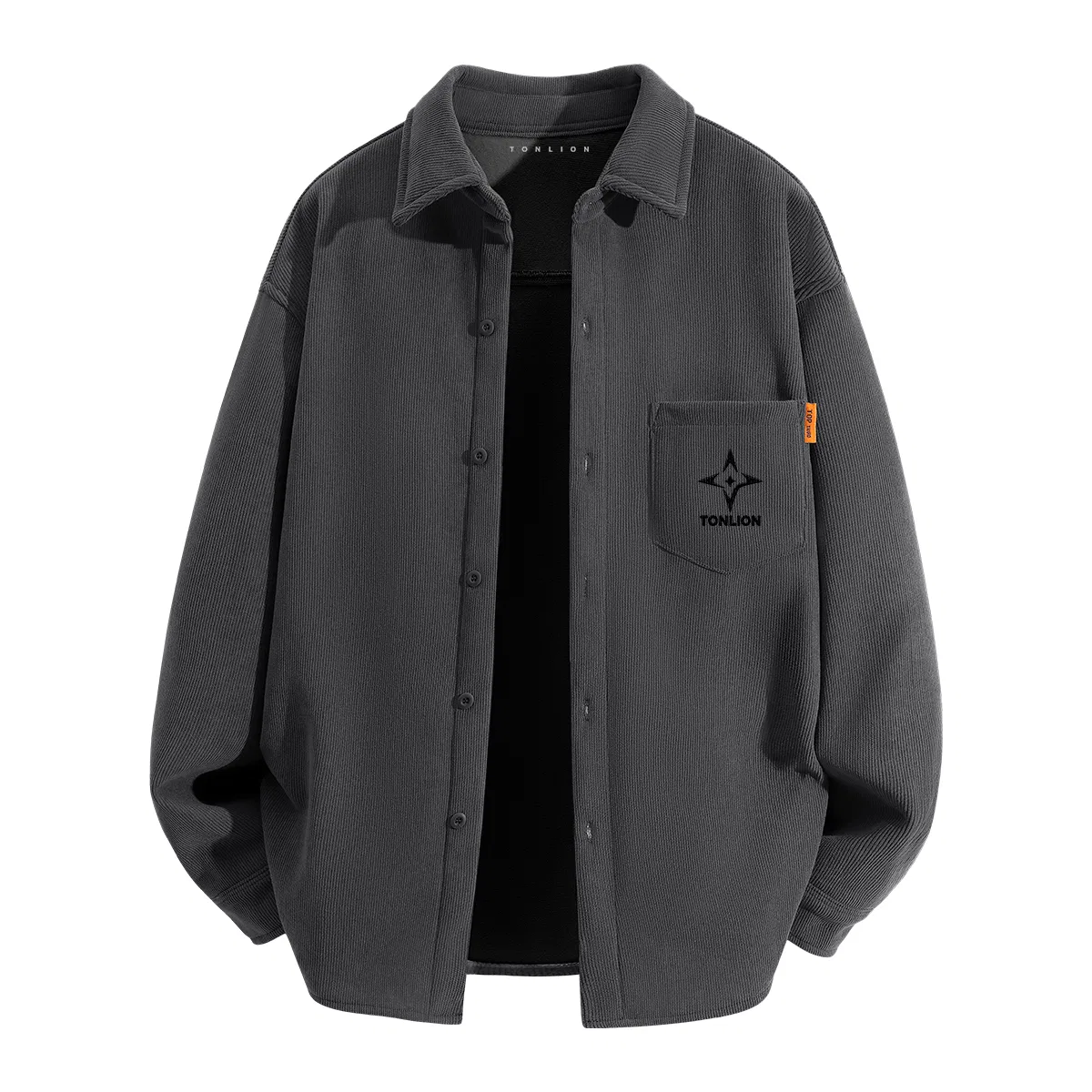 Детская рубашка с длинным рукавом из флиса Tonlion, Brown (Tn Minimalist Embroidered Star Badge) — фото 3