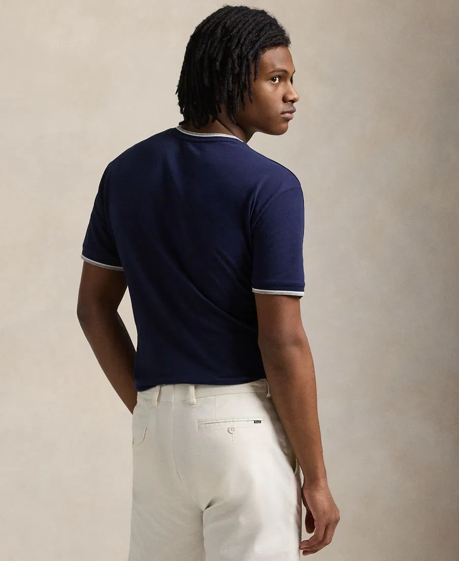 Футболка с круглым вырезом Classic-Fit Stretch Mesh Polo Ralph Lauren, Navy Wht P — фото 4