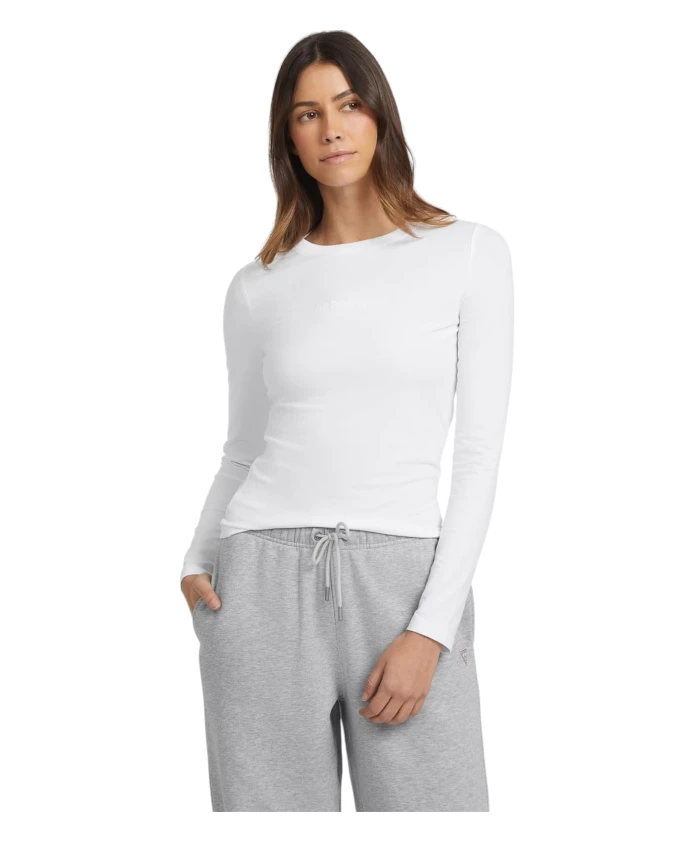 

Облегающая футболка с длинными рукавами и вышивкой. Guess, белый