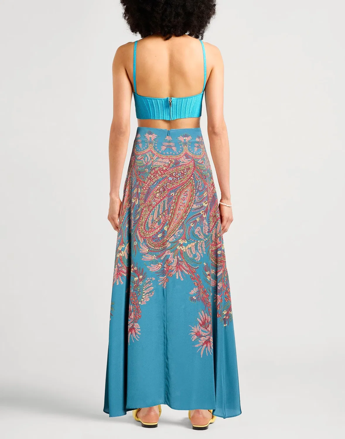 Женская юбка-клеш с принтом Paisley Etro, Deep Teal — фото 3