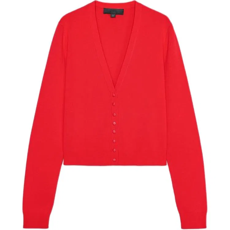 Женский вязаный свитер с V-образным вырезом, Red, ZARA