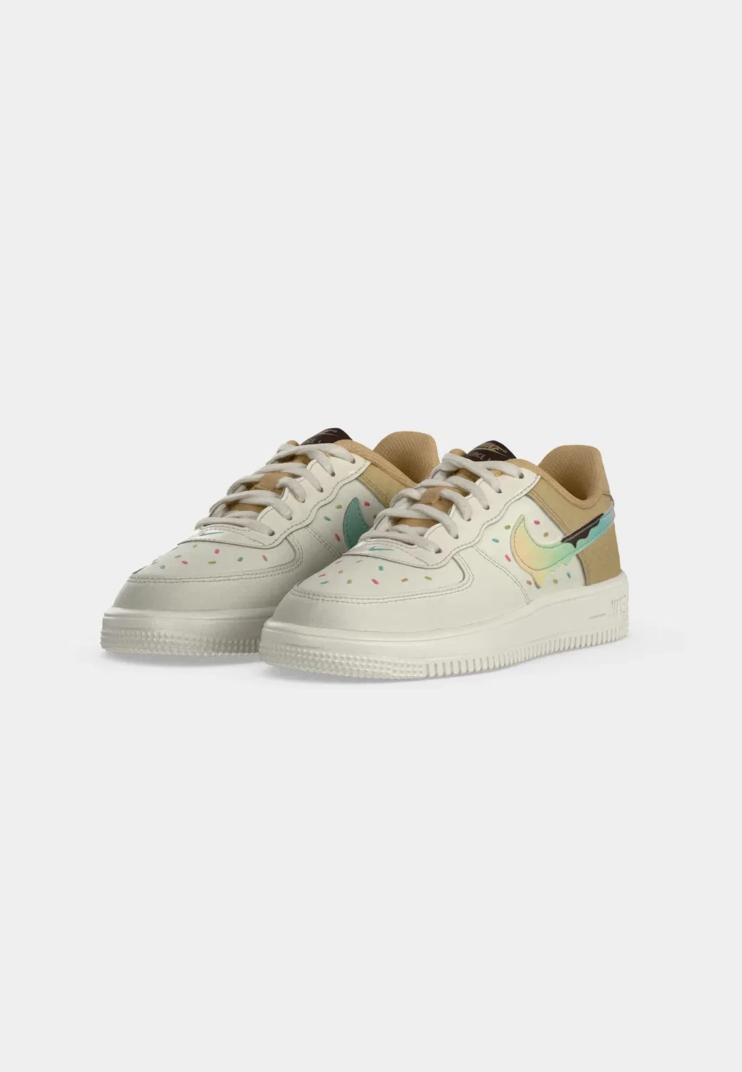 Кроссовки Force 1 Low BP Lace NA16 унисекс Nike Sportswear, Sail/Multi/Color/Sesame/Bleached Turq/Chile Red/Light Chocolate — фото 3