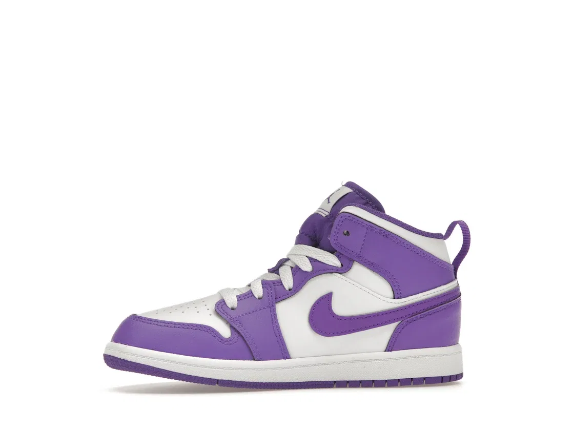 Детские кроссовки с принтом Jordan 1 Mid Jordan, Purple Venom / White — фото 3