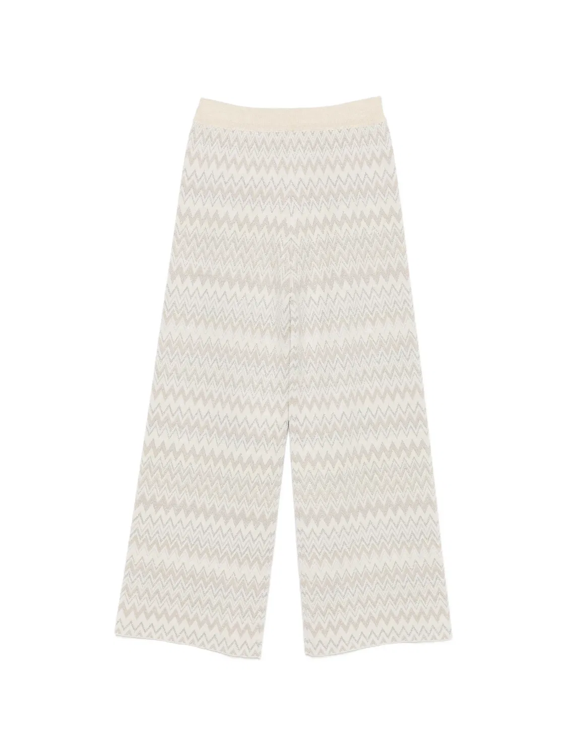 Шерстяные брюки с узором зигзаг Missoni Kids, нейтральные цвета — фото 2