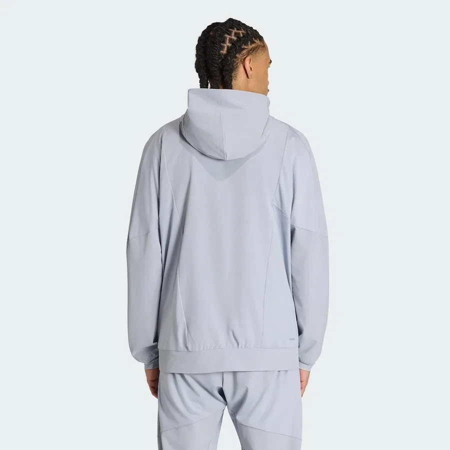 Свитшот мужской с капюшоном и полной застежкой-молнией D4T Workout Full Zip adidas, Серый — фото 2