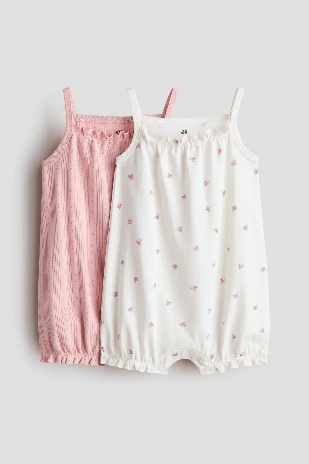 2 хлопковых комбинезона в комплекте H&M, Hellrosa/Geblümt