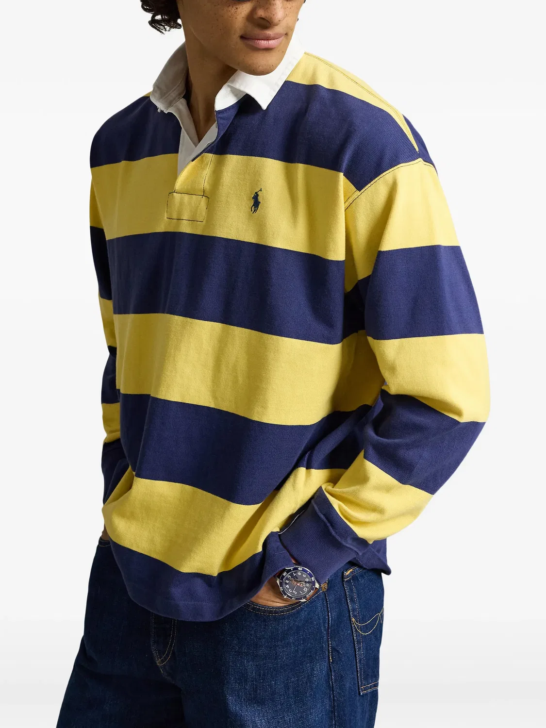 Хлопковая рубашка-поло синяя Polo Ralph Lauren, синий — фото 3