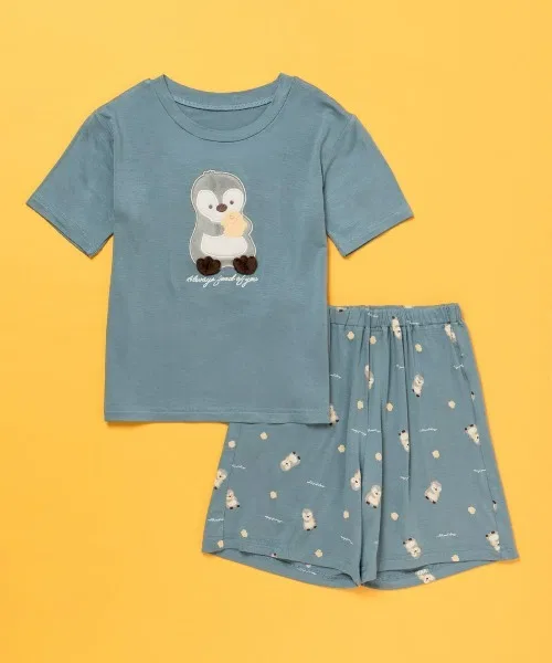 Детская пижама с коротким рукавом с принтом анимал Sleepy Animals tutuanna, Greysh Blue