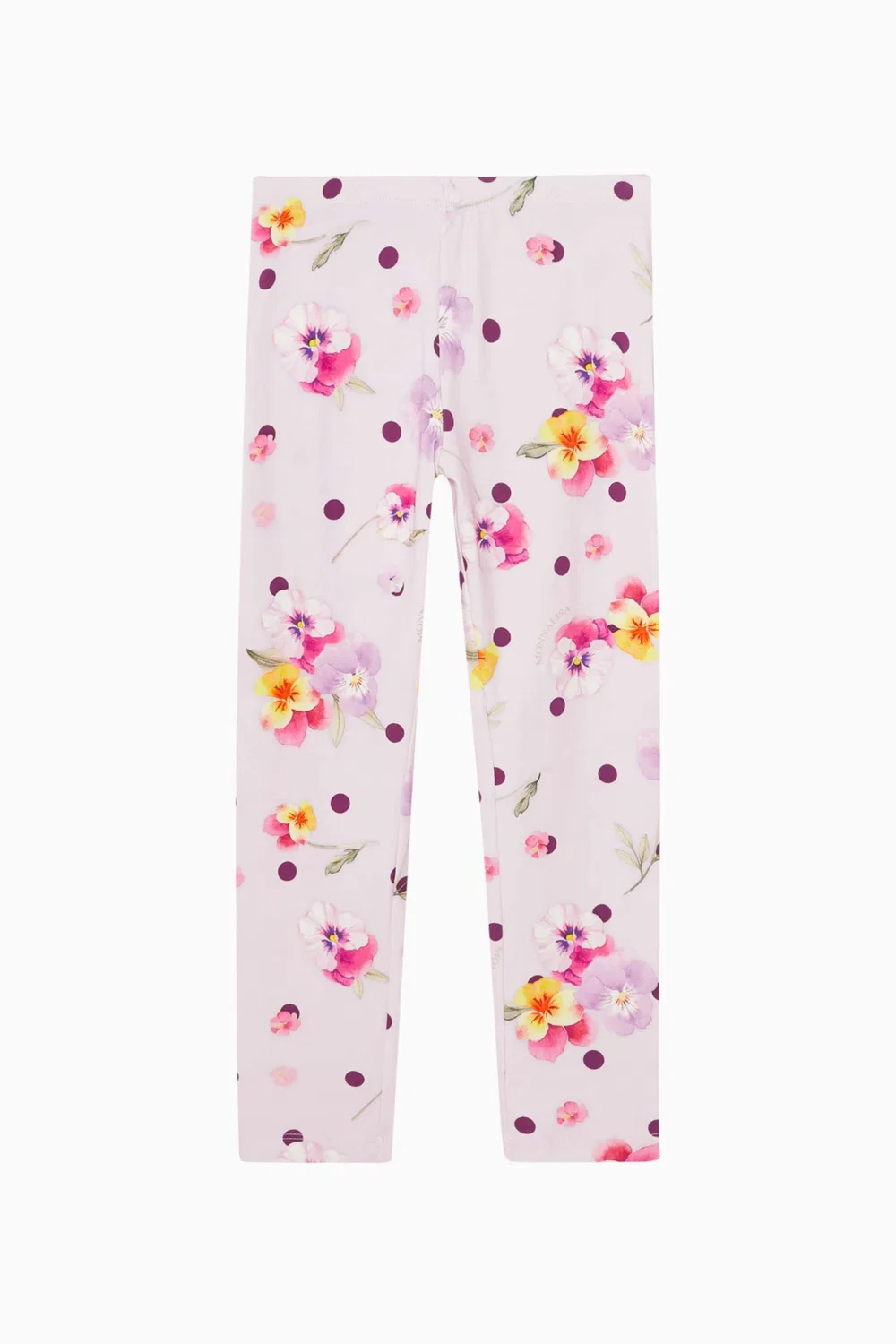 Леггинсы хлопковые с цветочным принтом и горошком Monnalisa — фото 2
