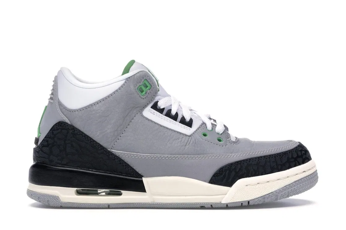 Детские кроссовки Lifestyle с принтом Jordan 3 Retro, Light Smoke Grey/Chlorophyll-Black-White