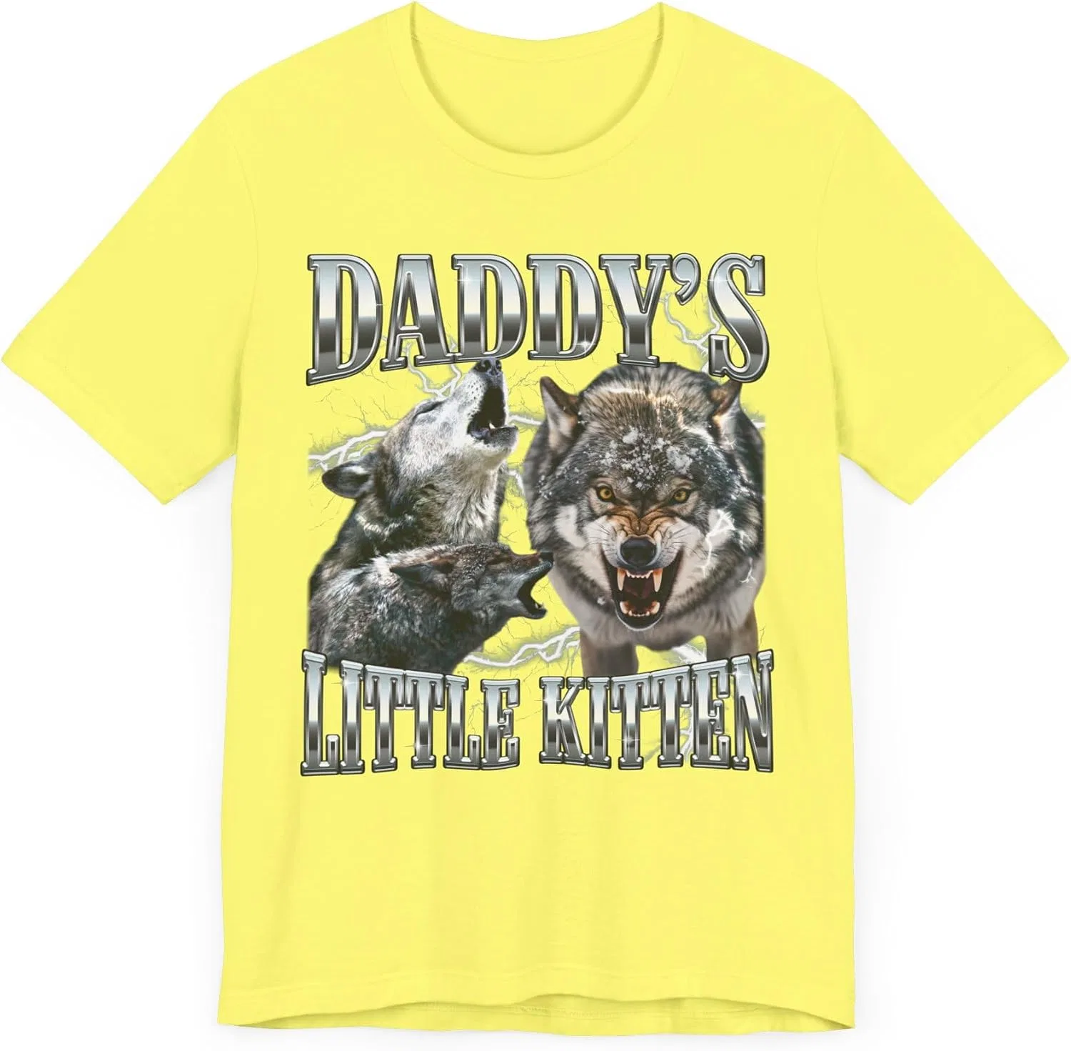 Женская футболка с принтом Daddy's Little Kitten, жёлтый
