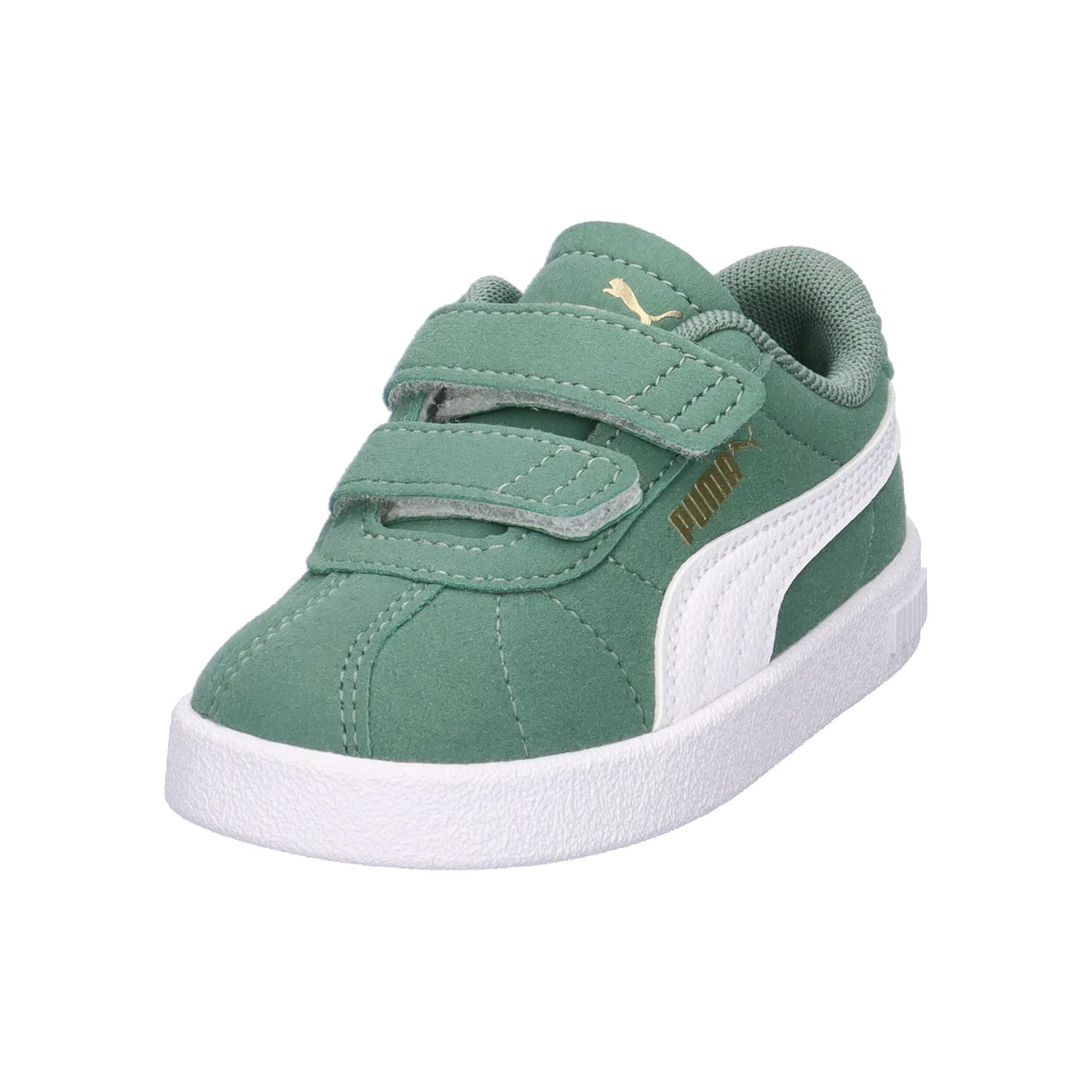 Детские кроссовки с замшевым верхом Club II Puma, Grun Weiss Gold — фото 4