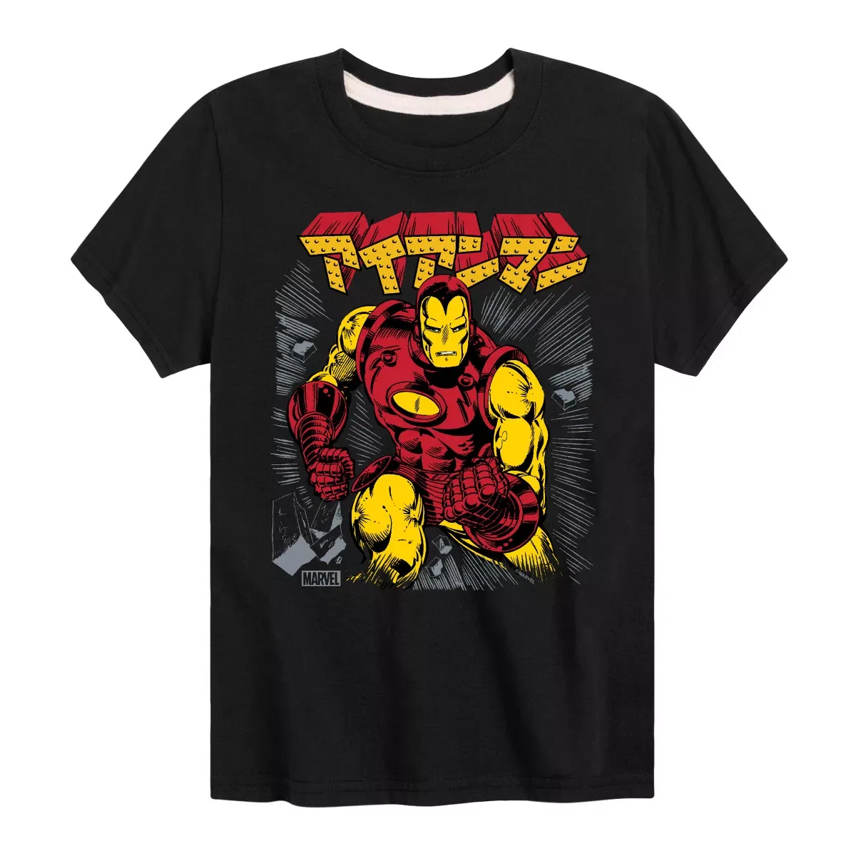 Детская футболка с коротким рукавом с принтом Iron Man Katakana Marvel, Black