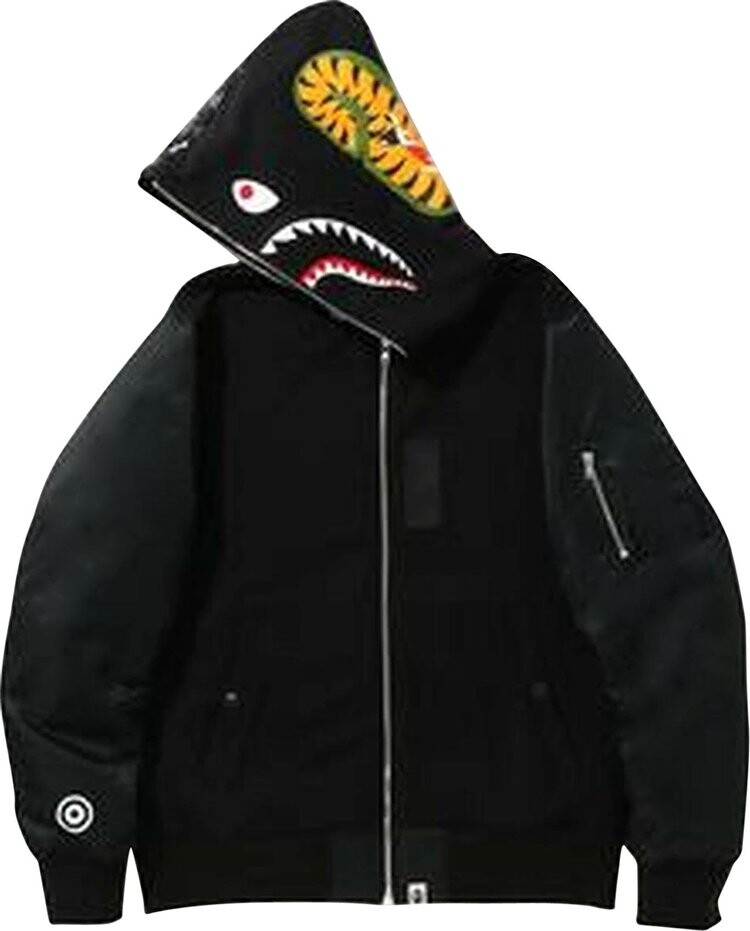 

Худи BAPE Digital Camo Military Shark Wide Full Zip Hoodie 'Black', черный