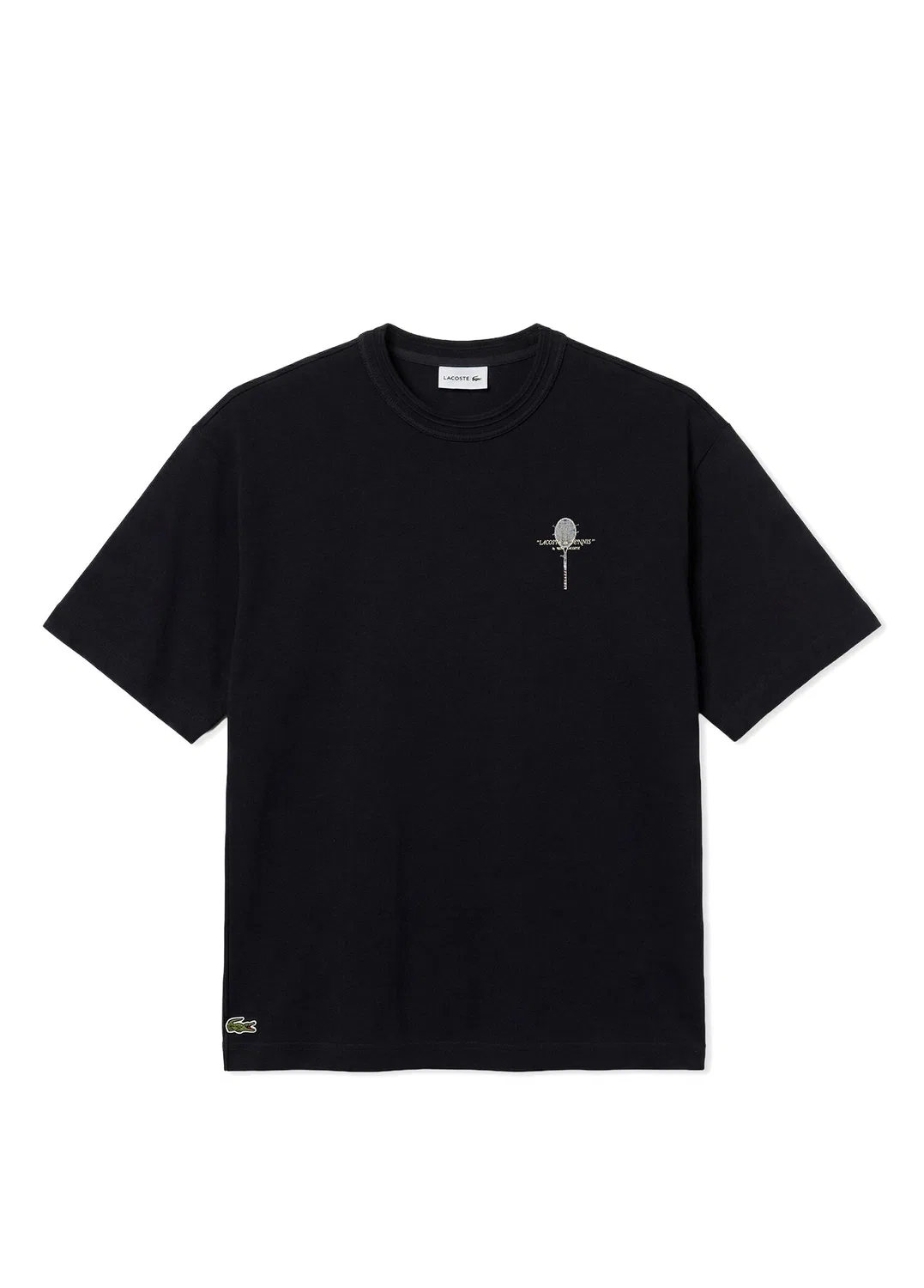 Футболка Lacoste свободного кроя, с вышивкой, черный