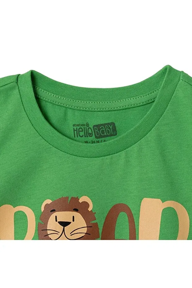 Детская футболка для мальчиков с принтом Hellobaby Ebebek Hello Baby, Green — фото 3