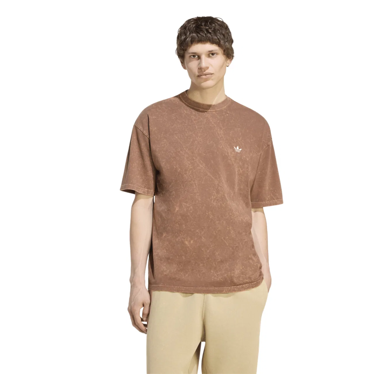 Мужская футболка свободного кроя Trefoil Essentials Washed Loose Shoulder Adidas, Preloved Brown