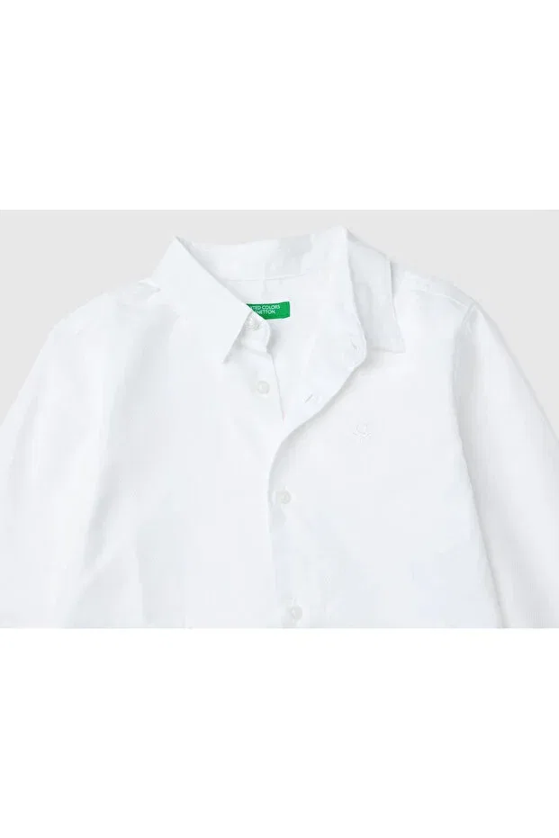 Детская рубашка для мальчиков с длинным рукавом Benetton, White — фото 3