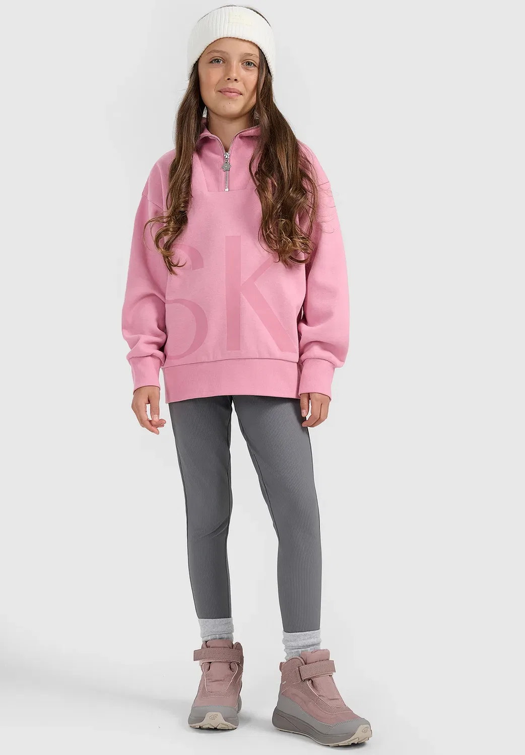 Bluza dresowa свободная без капюшона - толстовка 4F, Pink