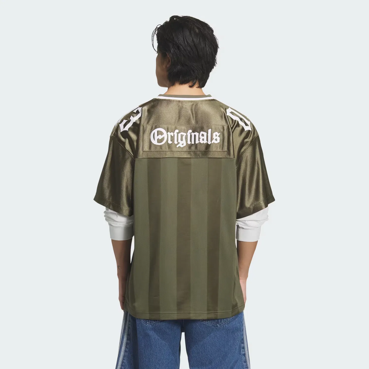 Мужская футболка свободного кроя OG M 2IN1 Jersey Adidas Originals, оливковый — фото 2