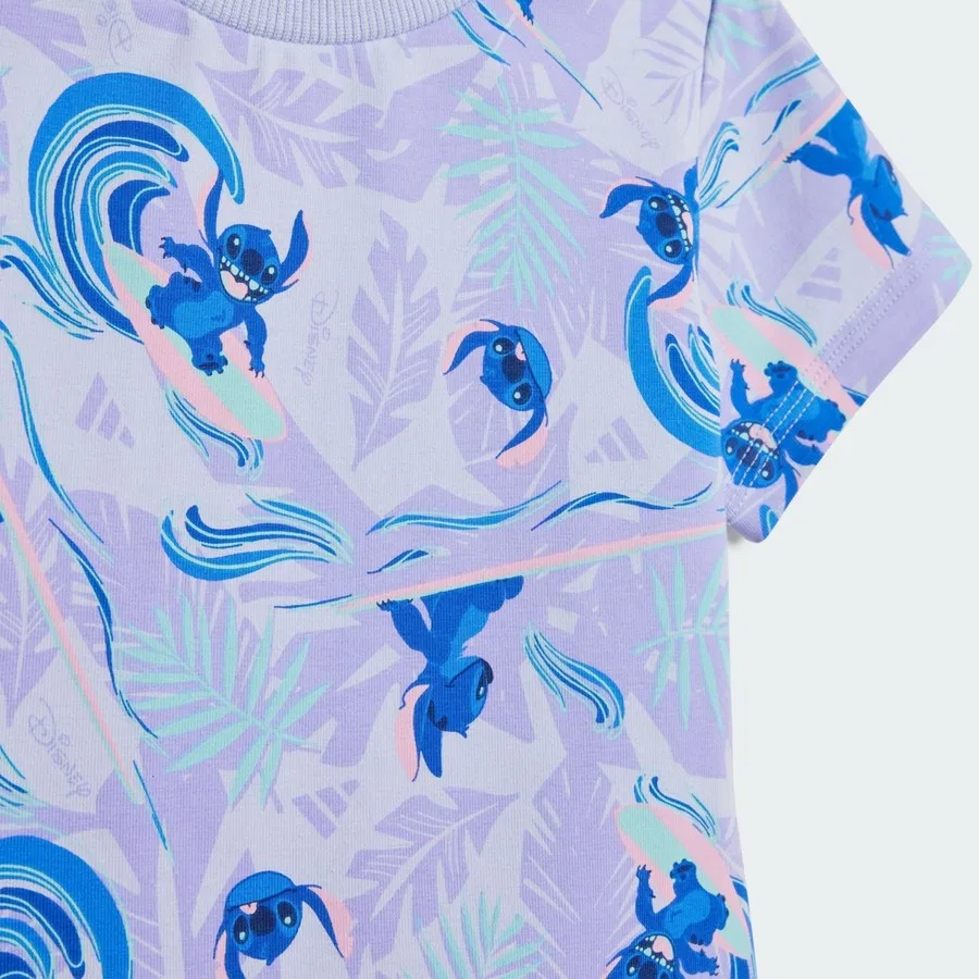 Комплект футболка и шорты с принтом Stitch adidas Disney Lilo & Stitch, Фиолетовый — фото 2