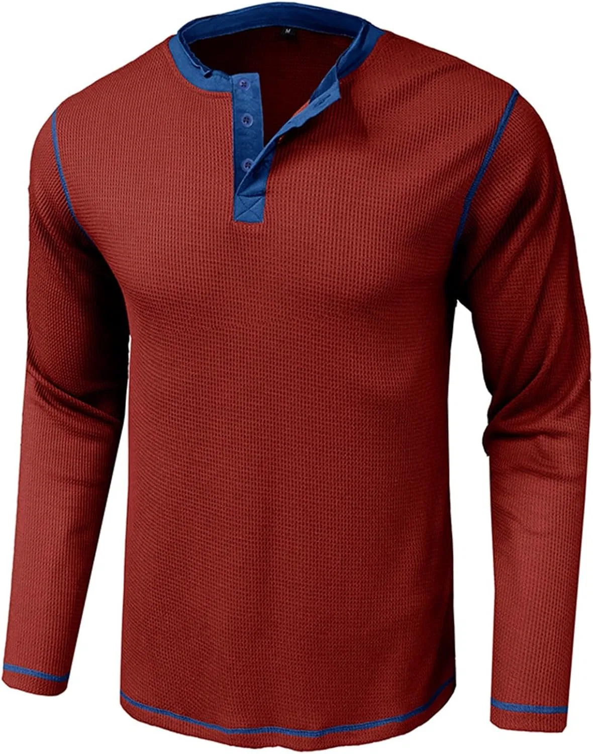 Мужская длинная футболка-поло с 1/4 пуговицами Henley, Wine — фото 4
