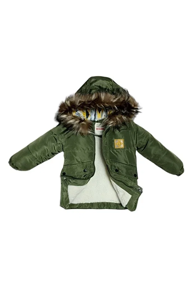 Детское пальто для девочек с капюшоном Bombili, Khaki Green