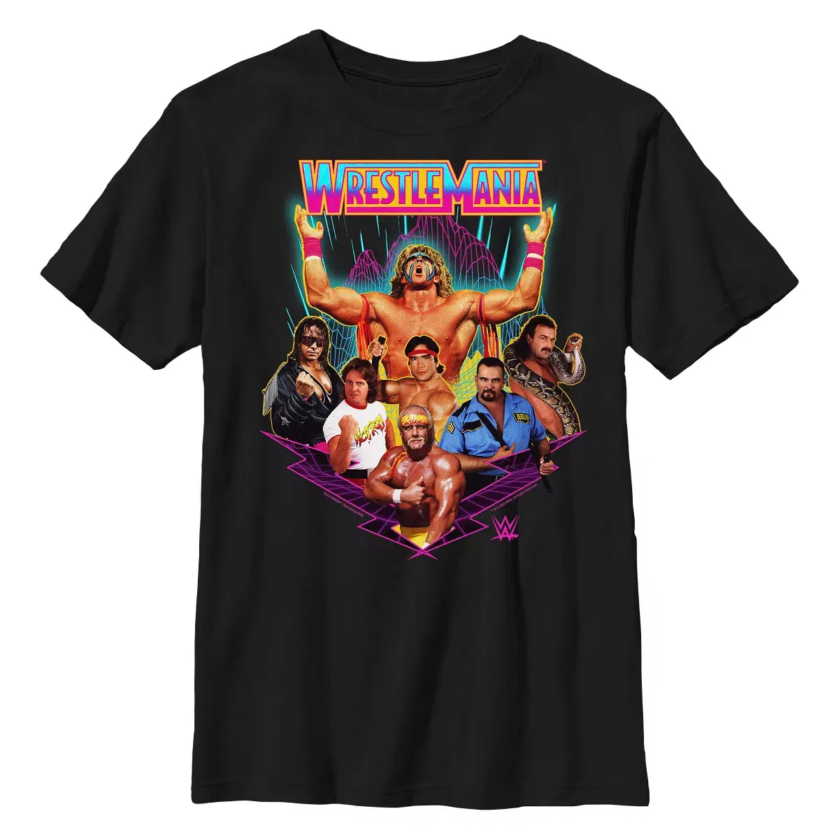 Детская футболка с принтом Boys' Husky WWE Futuristic WrestleMania Team WWE, Black
