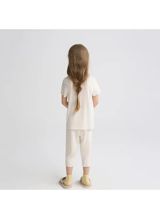 Комплект пижам с сетчатой отделкой Aimer Kids, теплый белый — фото 3