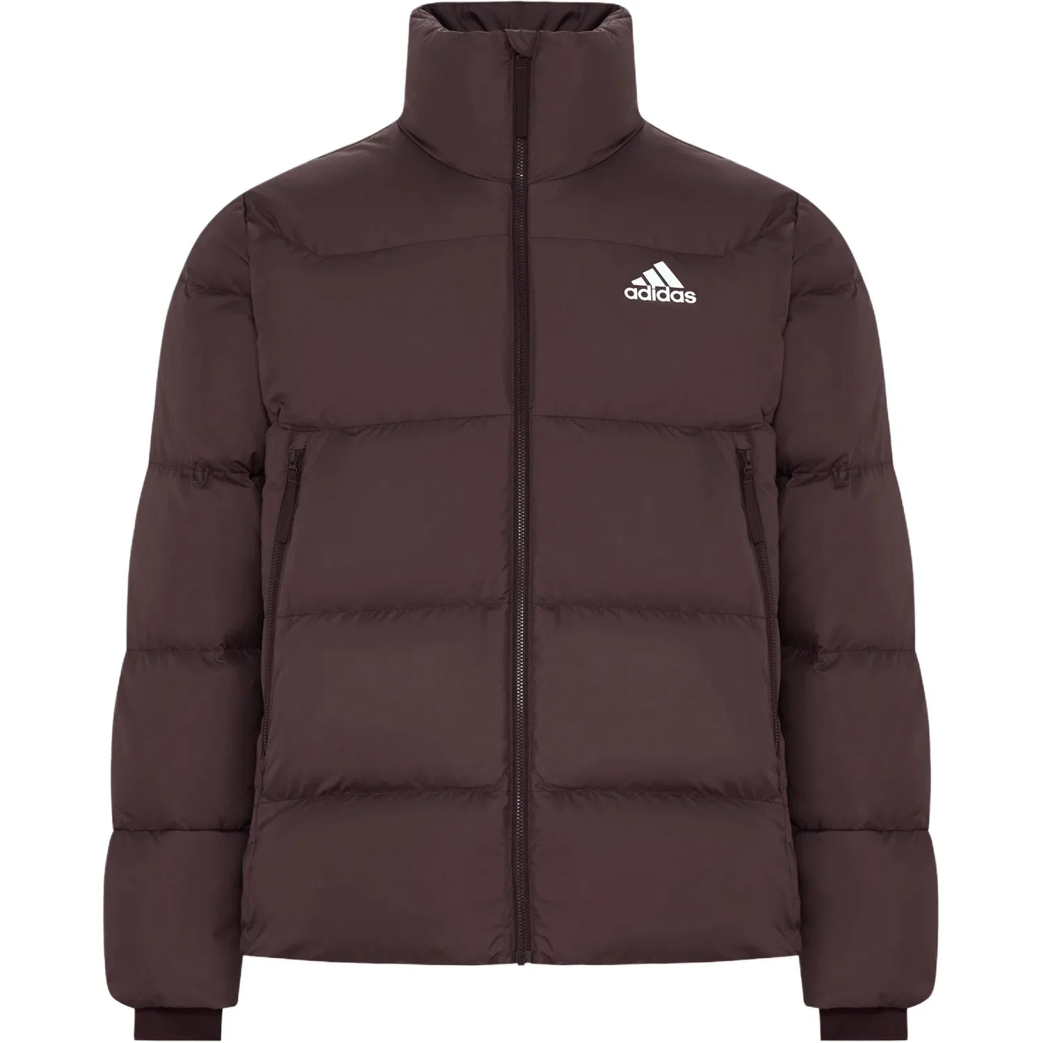 Мужское пуховое пальто с воротником-стойкой Dark Brown/White Adidas, Dark Brown/White