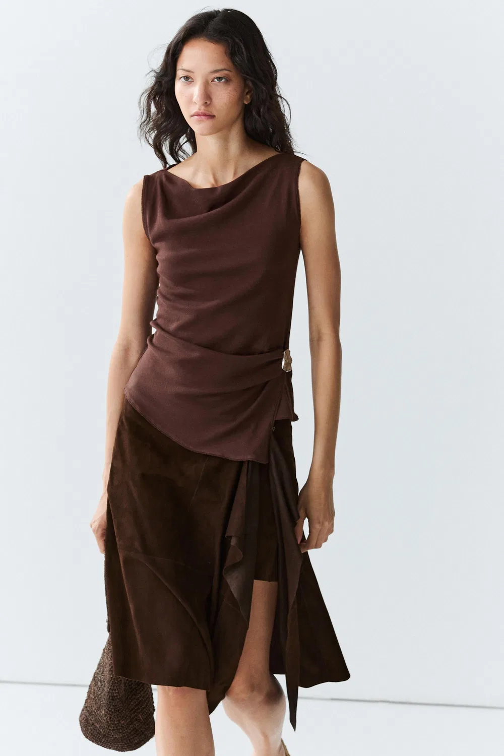 Топ трикотажный Massimo Dutti, базовый свитер, баклажановый — фото 2