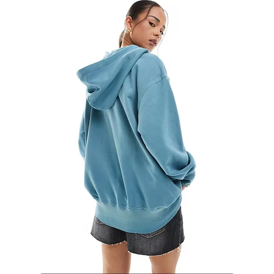 Женский свитшот-худи с капюшоном и карманами Nike Sportswear Phoenix Fleece Oversized Terry Hoodie, Светло-синий — фото 2