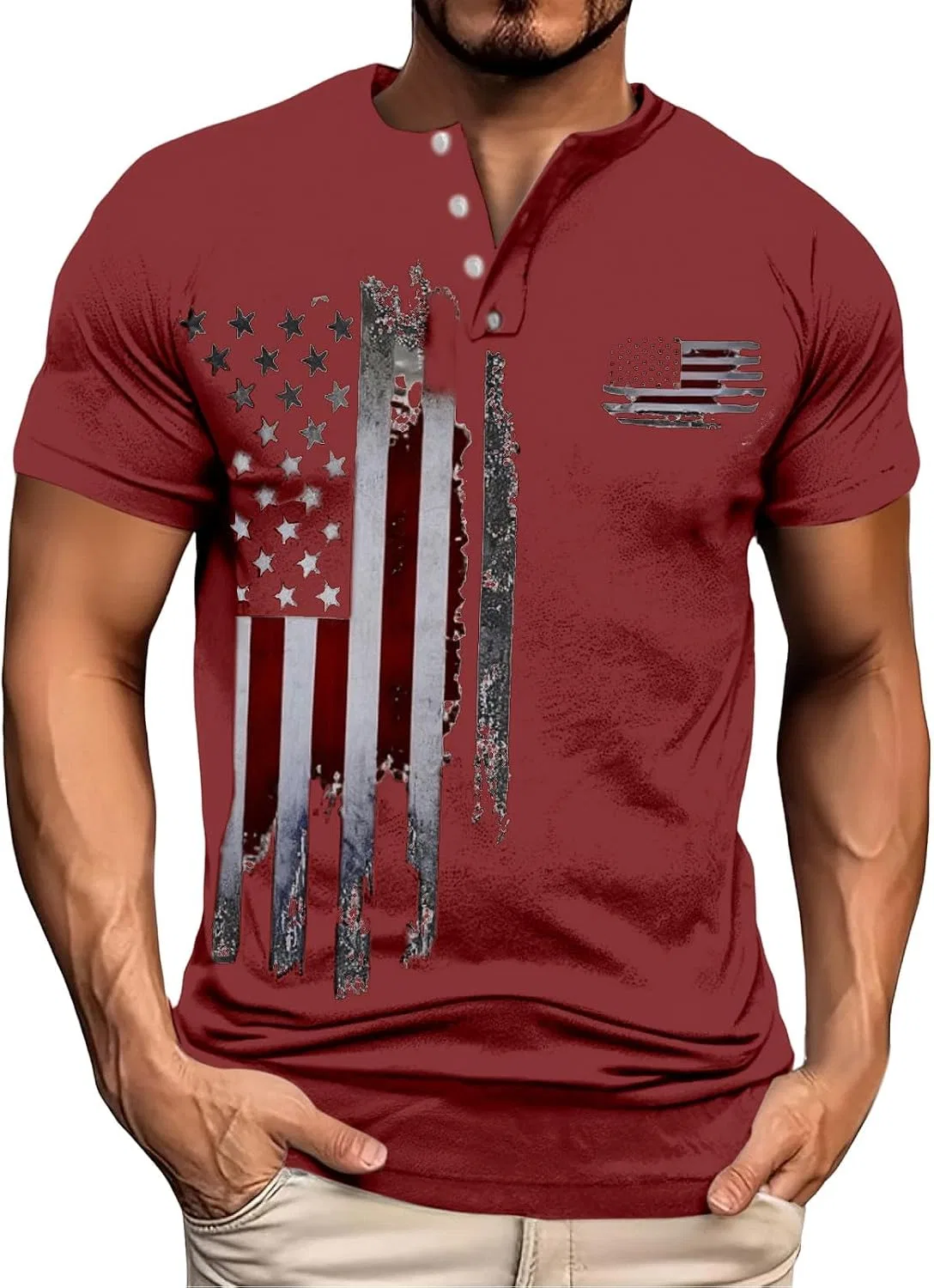 Мужская майка с американским флагом, Red