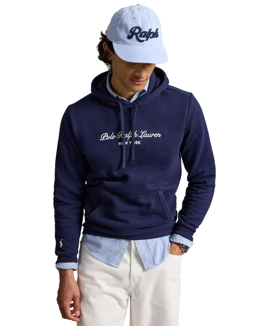 Худи из футера с вышивкой New York Polo Ralph Lauren, Newport Navy