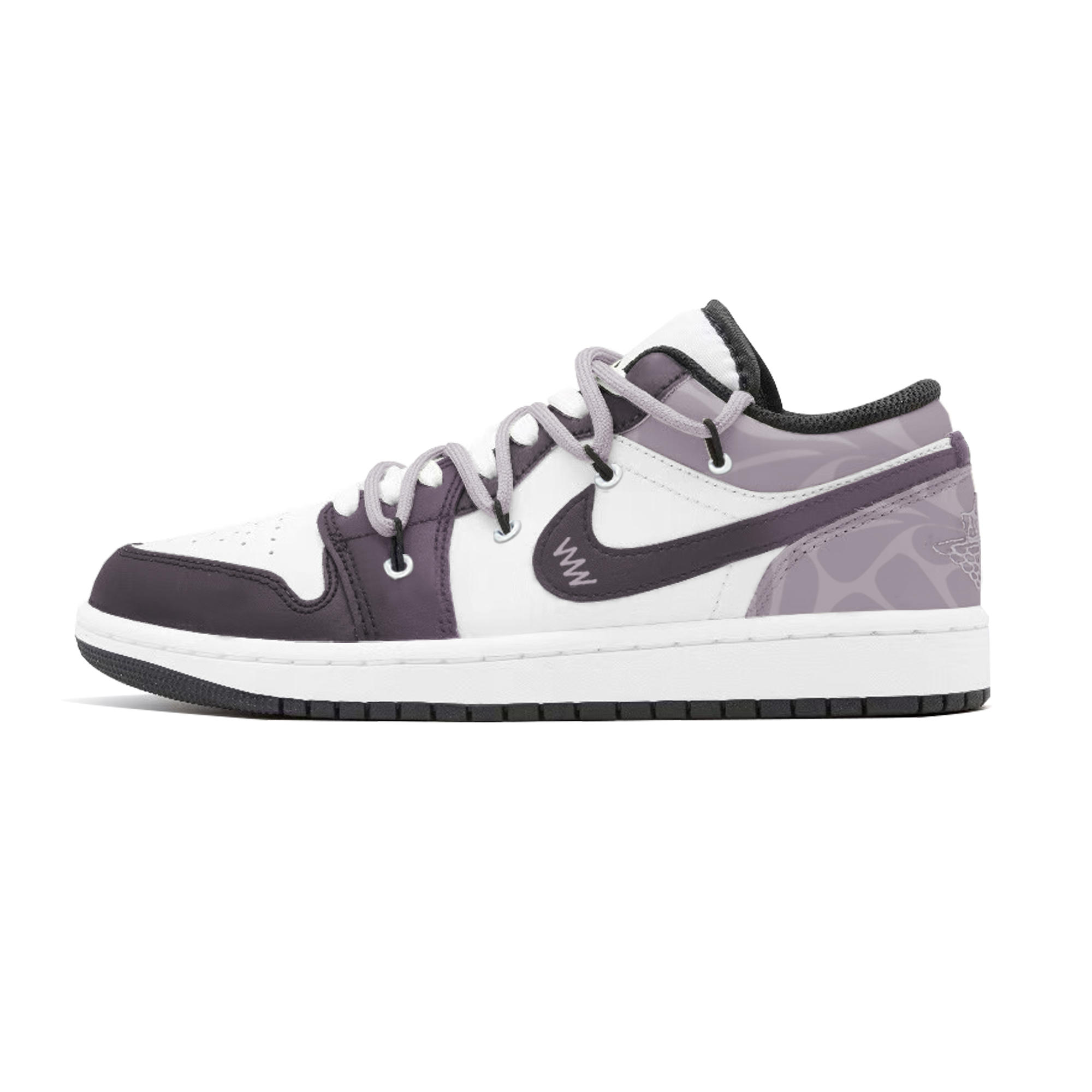 

Jordan Баскетбольные кроссовки Air 1 Low Grape Bubble, износостойкие, винтажные, низкие, мужские, фиолетовые