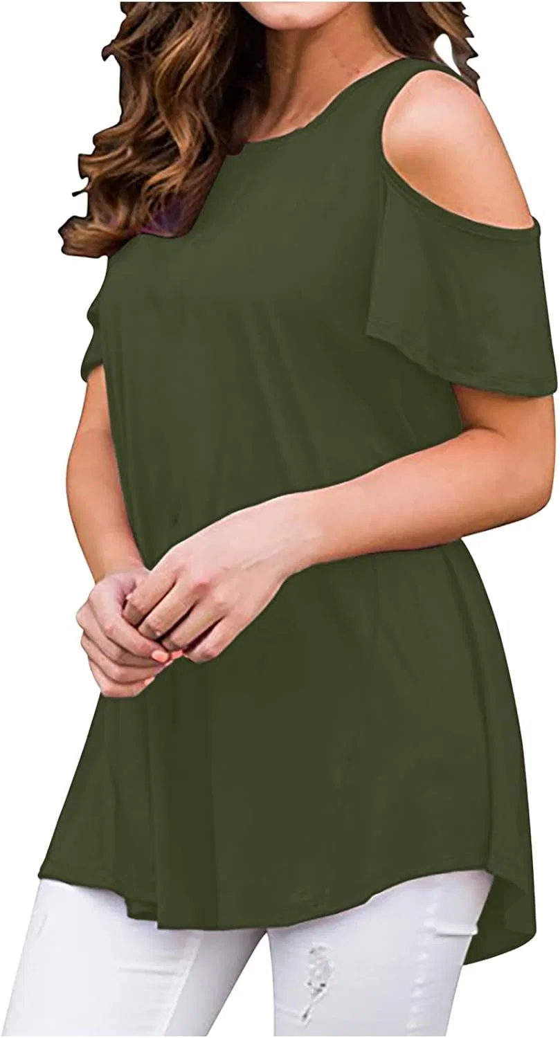 Женская футболка с открытыми плечами холодный оттенок, Army Green