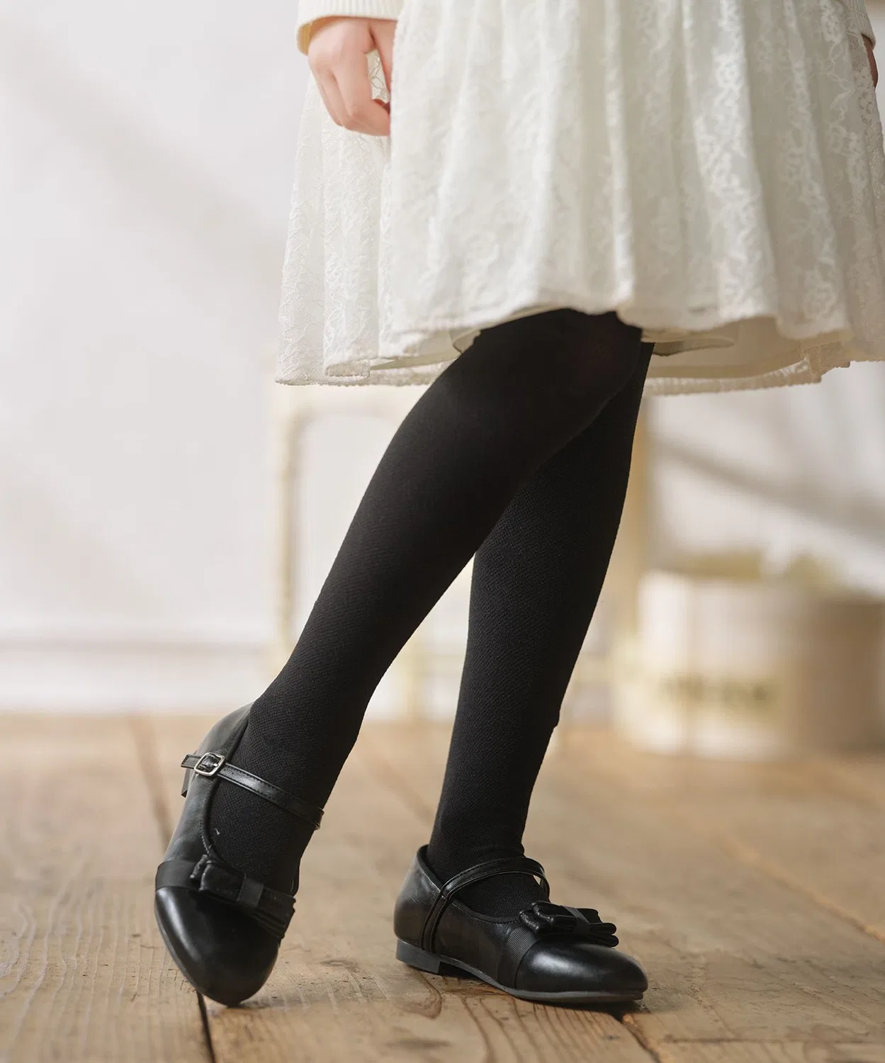 Детские балетки с простой застежкой-резинкой Kumikyoku KIDS, Black