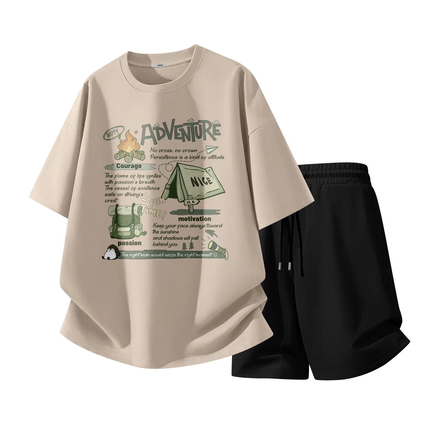 Детский комплект спортивной одежды Miniso, Цвет Sand (Big Bonfire Story)+Black