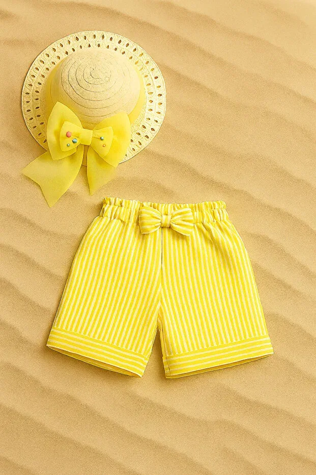 Детский комплект шорт для девочек Straw Hat And Shorts Set Esila Kids, Yellow
