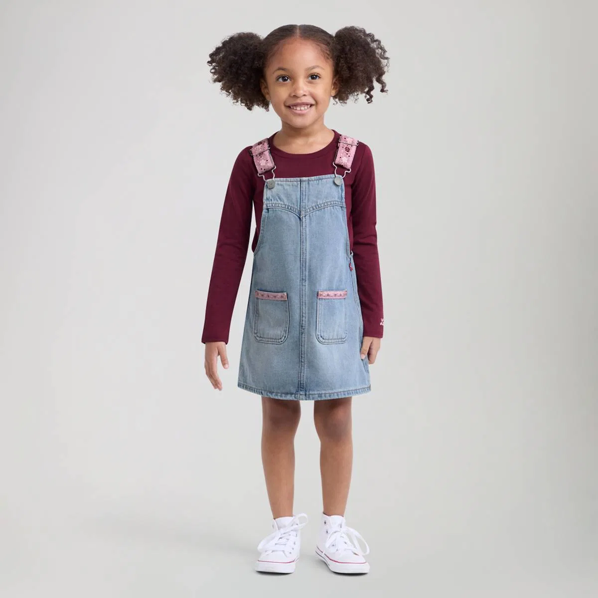Комплект «юбка-комбинезон» в западном стиле для девочек 2-4 лет Levi's, Chocolate Truffle - Brown