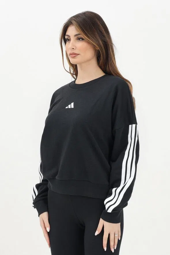 Женский свитшот из футера с принтом 3-Stripes adidas, Schwarz