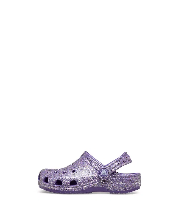 Детские сабо с блестками Unisex Classic Fantasy Glitter Clogs Crocs, фиолетовый — фото 4