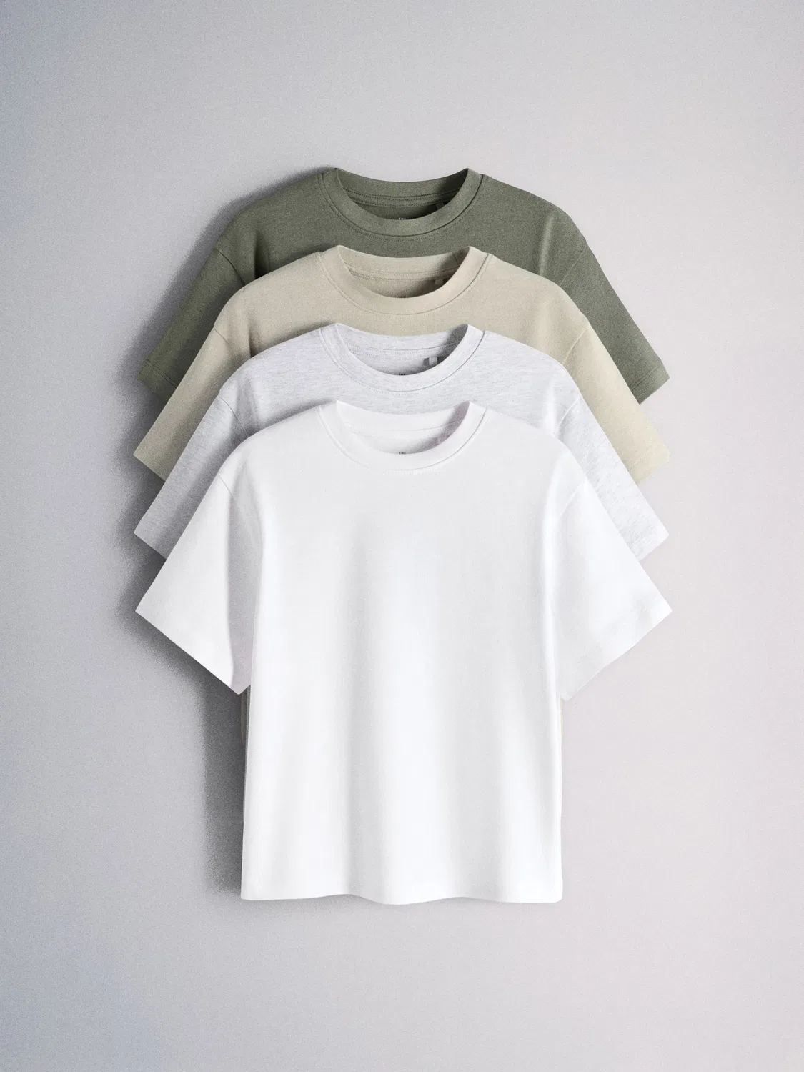 Комплект футболок 4 шт. Oversized Heavyweight Cotton Jersey The Set, зеленый/серый