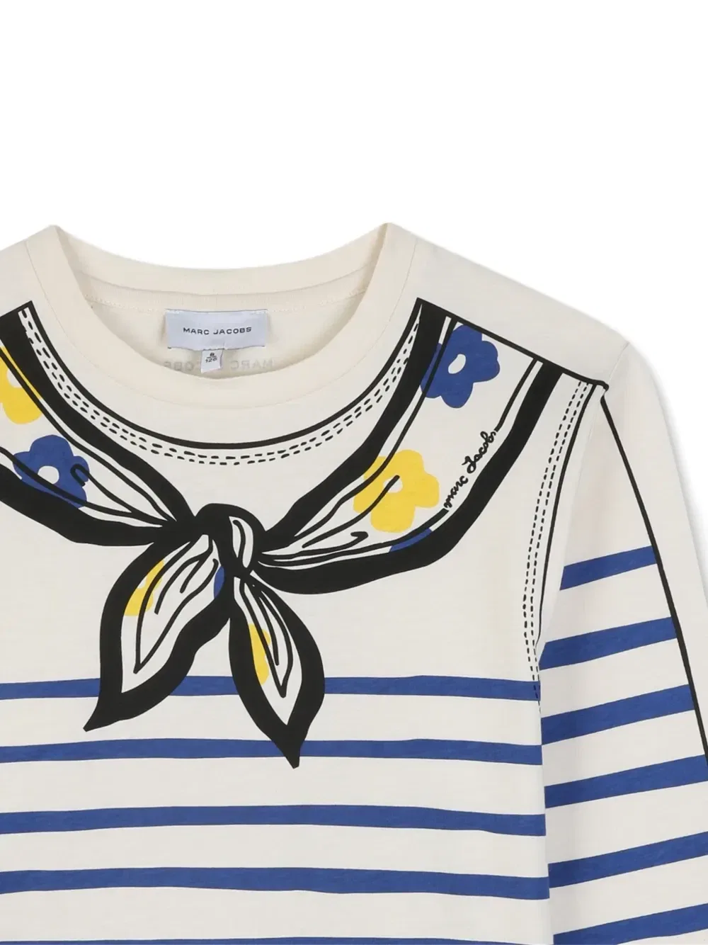 Футболка в полоску с эффектом тромплей Marc Jacobs Kids, бежевый — фото 3